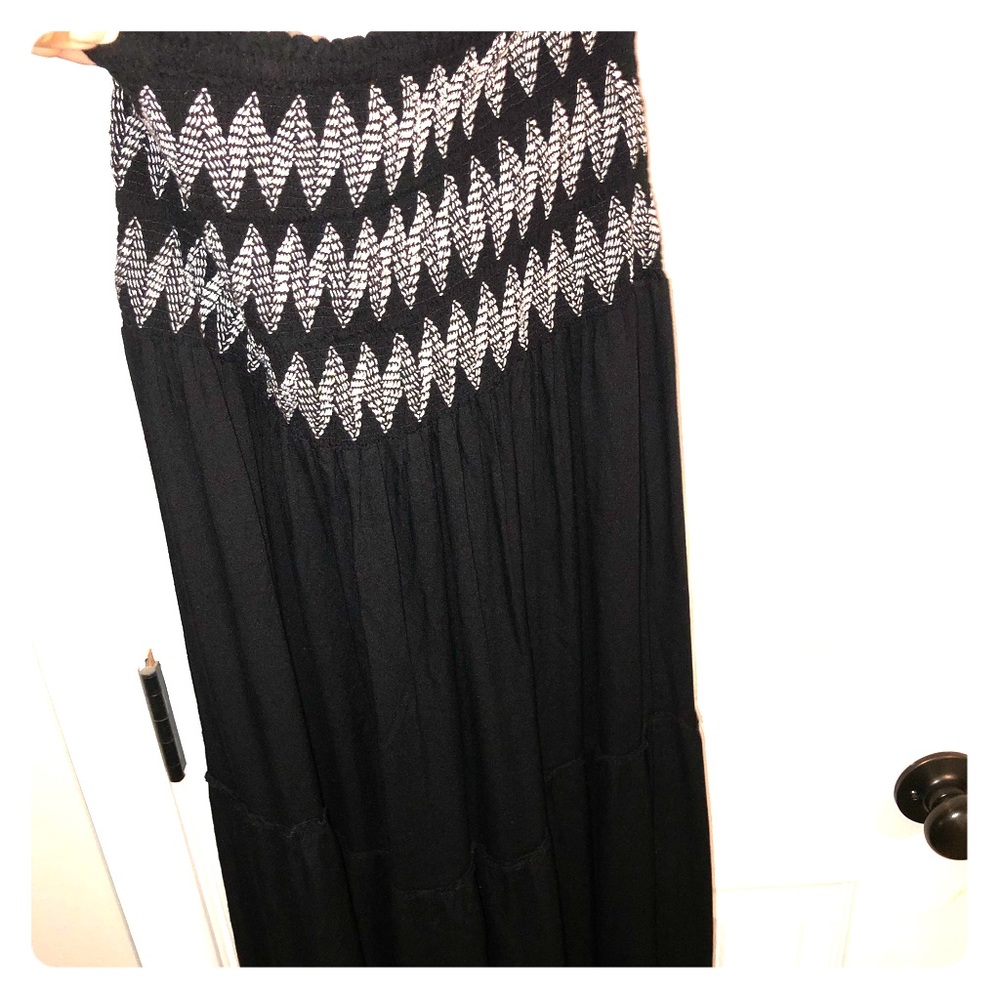 Strapless sundress.